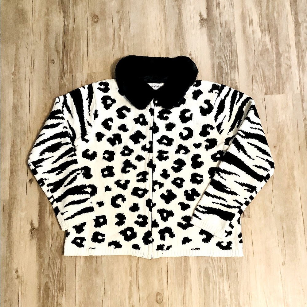 Marisa Christina Sweater Vintage Hong Kong Removable Faux Fur Collar Small